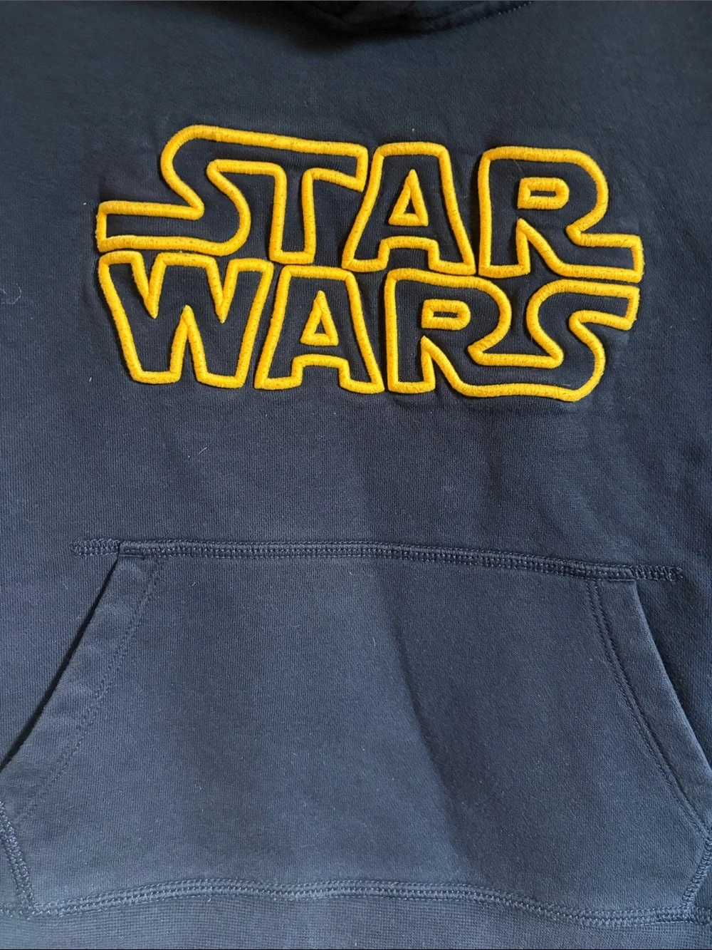 GAP Kids Navy Pullover Hoodie with Gold Star Wars Logo - size 6/7 Small